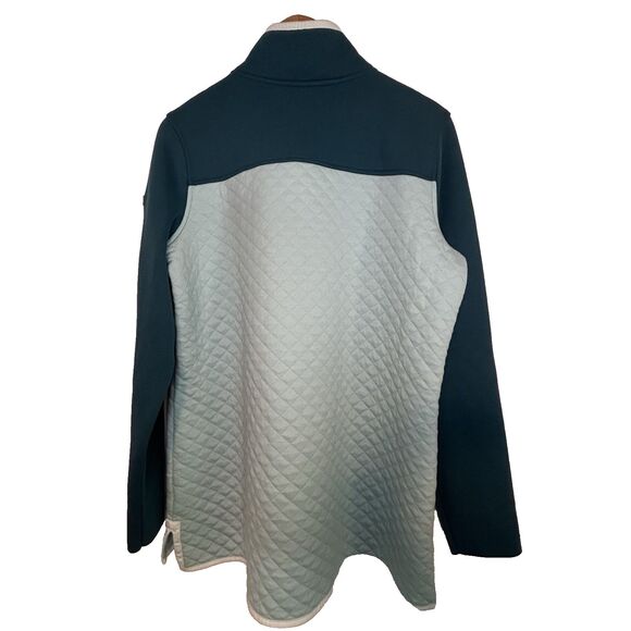 NWT L. L. Bean 1/4 Snap Sweatshirt XL Tunic Quilted Green Colorblock 517174 - Picture 2 of 9